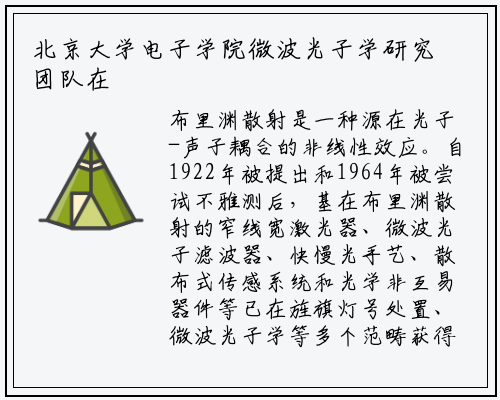 北京大学电子学院微波光子学研究团队在片上声光相互作用方面取得新进展_kaiyun网页版登录入口