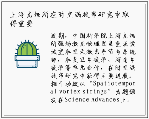 上海光机所在时空涡旋串研究中取得重要进展_kaiyun网页版登录入口